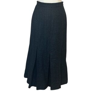Luxury Cashmere Merino Wool‎ Pleated Midi Maxi Skirt Houndstooth Holiday Party 6